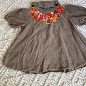 Anthropologie floral embroidered sweater